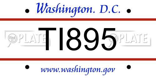TI895 District Of Columbia License Plate