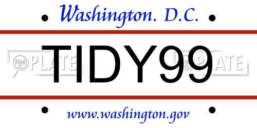 TIDY99 District Of Columbia License Plate