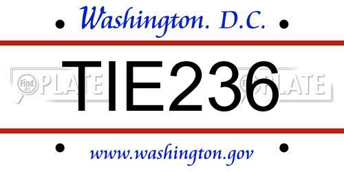 TIE236 District Of Columbia License Plate