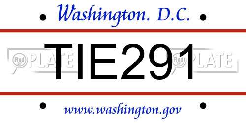 TIE291 District Of Columbia License Plate