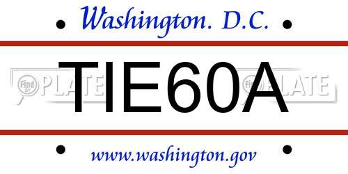 TIE60A District Of Columbia License Plate