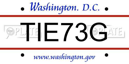 TIE73G District Of Columbia License Plate