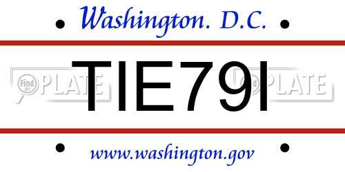 TIE79I District Of Columbia License Plate