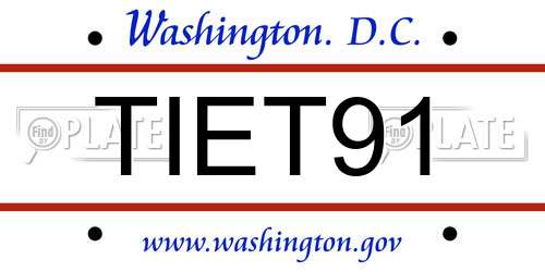 TIET91 District Of Columbia License Plate