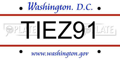 TIEZ91 District Of Columbia License Plate