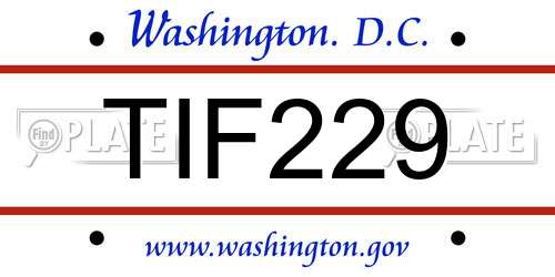 TIF229 District Of Columbia License Plate
