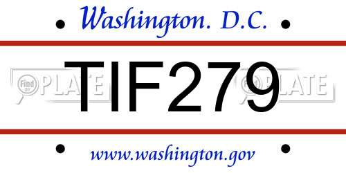 TIF279 District Of Columbia License Plate