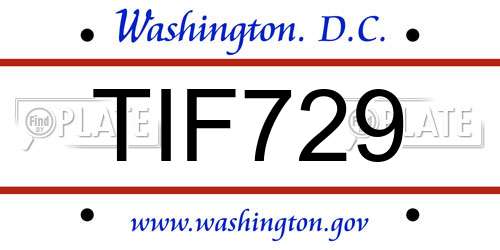 TIF729 District Of Columbia License Plate