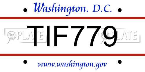 TIF779 District Of Columbia License Plate