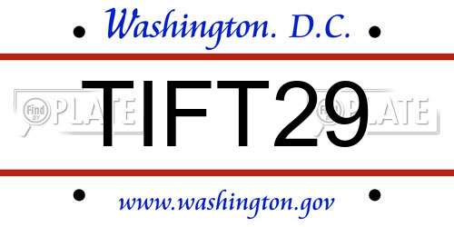 TIFT29 District Of Columbia License Plate