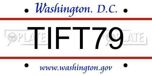 TIFT79 District Of Columbia License Plate