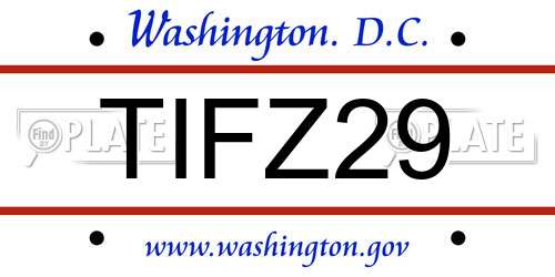 TIFZ29 District Of Columbia License Plate