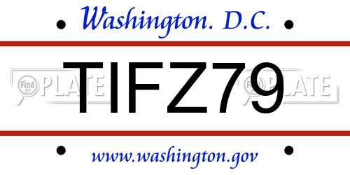 TIFZ79 District Of Columbia License Plate