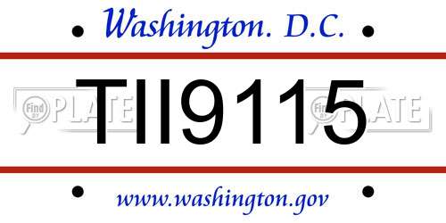 TII9115 District Of Columbia License Plate