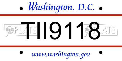 TII9118 District Of Columbia License Plate