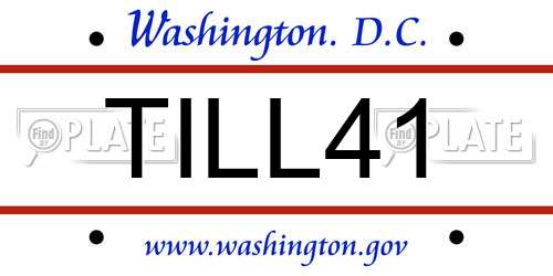 TILL41 District Of Columbia License Plate