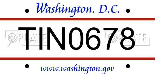 TIN0678 District Of Columbia License Plate