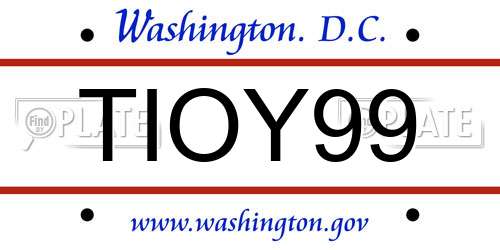 TIOY99 District Of Columbia License Plate