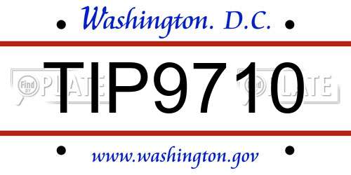 TIP9710 District Of Columbia License Plate