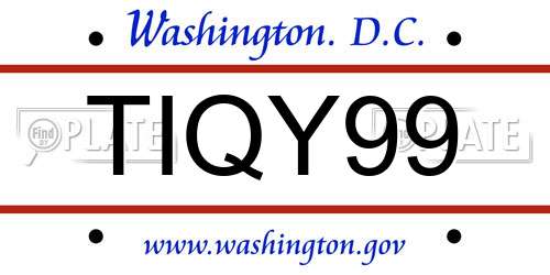 TIQY99 District Of Columbia License Plate