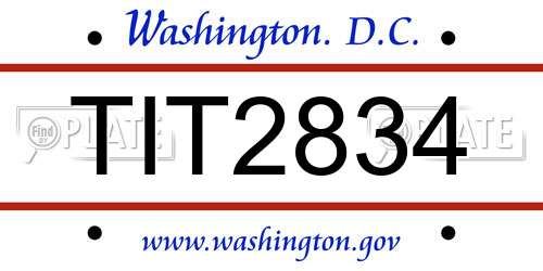 TIT2834 District Of Columbia License Plate