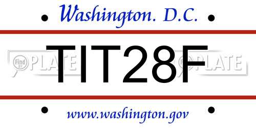 TIT28F District Of Columbia License Plate