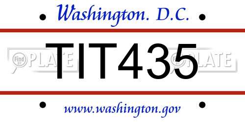 TIT435 District Of Columbia License Plate