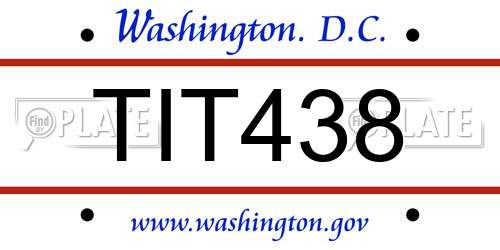 TIT438 District Of Columbia License Plate