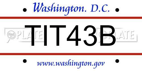 TIT43B District Of Columbia License Plate