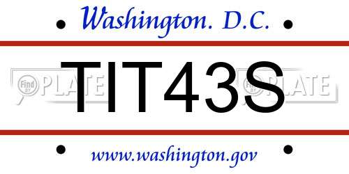 TIT43S District Of Columbia License Plate