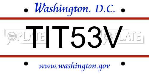TIT53V District Of Columbia License Plate