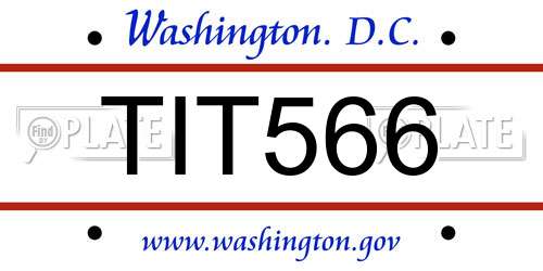 TIT566 District Of Columbia License Plate