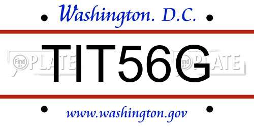 TIT56G District Of Columbia License Plate