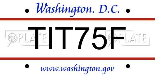 TIT75F District Of Columbia License Plate