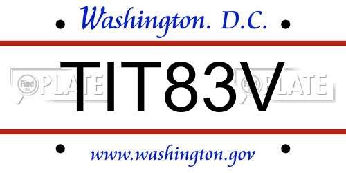 TIT83V District Of Columbia License Plate