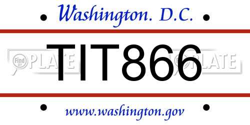 TIT866 District Of Columbia License Plate