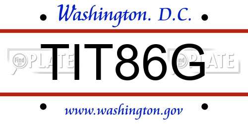 TIT86G District Of Columbia License Plate