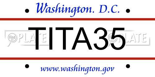 TITA35 District Of Columbia License Plate
