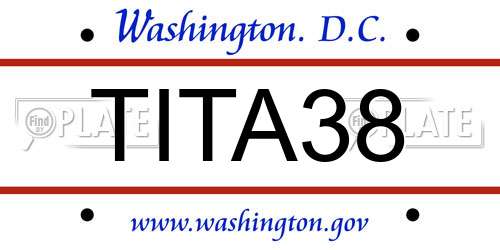 TITA38 District Of Columbia License Plate