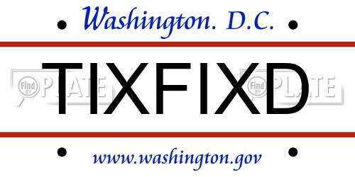 TIXFIXD District Of Columbia License Plate