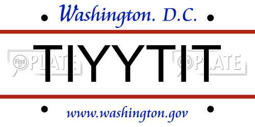 TIYYTIT District Of Columbia License Plate