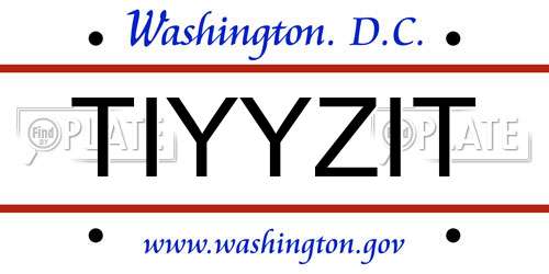 TIYYZIT District Of Columbia License Plate