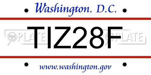 TIZ28F District Of Columbia License Plate