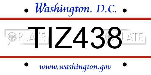TIZ438 District Of Columbia License Plate
