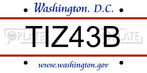 TIZ43B District Of Columbia License Plate