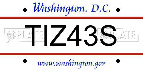 TIZ43S District Of Columbia License Plate
