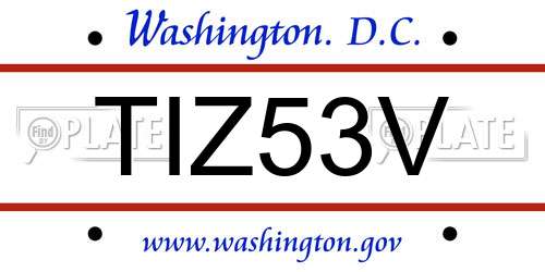 TIZ53V District Of Columbia License Plate