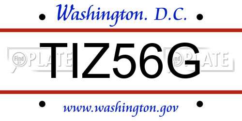 TIZ56G District Of Columbia License Plate
