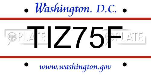 TIZ75F District Of Columbia License Plate