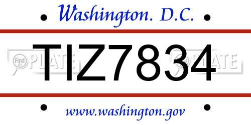TIZ7834 District Of Columbia License Plate